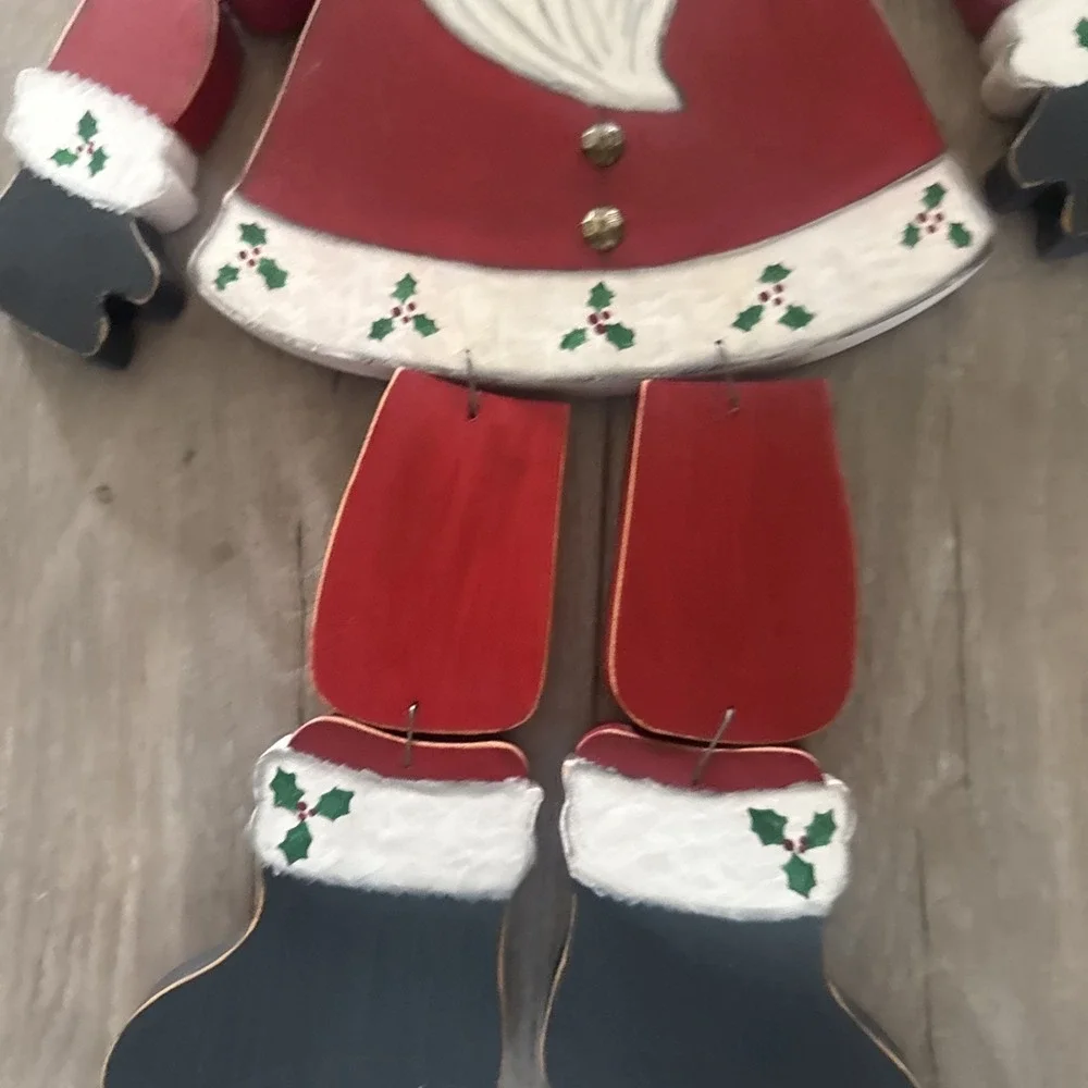 Vtg 90s Hanging Santa Claus Wood 22